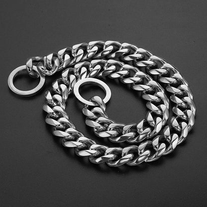 Heavy Duty 19mm Stainless Steel Dog Choke Chain Collar Pet Necklace Sliver 18K Gold Dog Cuban Link for Pit Bull Mastiff Bulldog