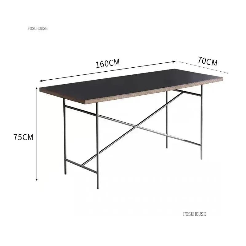 Office Furniture Stainless Steel Leg Rectangular Desks Solid Wood Office Computer Desk For Conference Room Writing Study Table g
