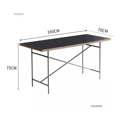 Office Furniture Stainless Steel Leg Rectangular Desks Solid Wood Office Computer Desk For Conference Room Writing Study Table g