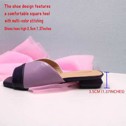 2024 Summer New Fashion Italian Women Shoes and Bag Set in Dark Purple Color Mature Style Comfortable Heels for Wedding