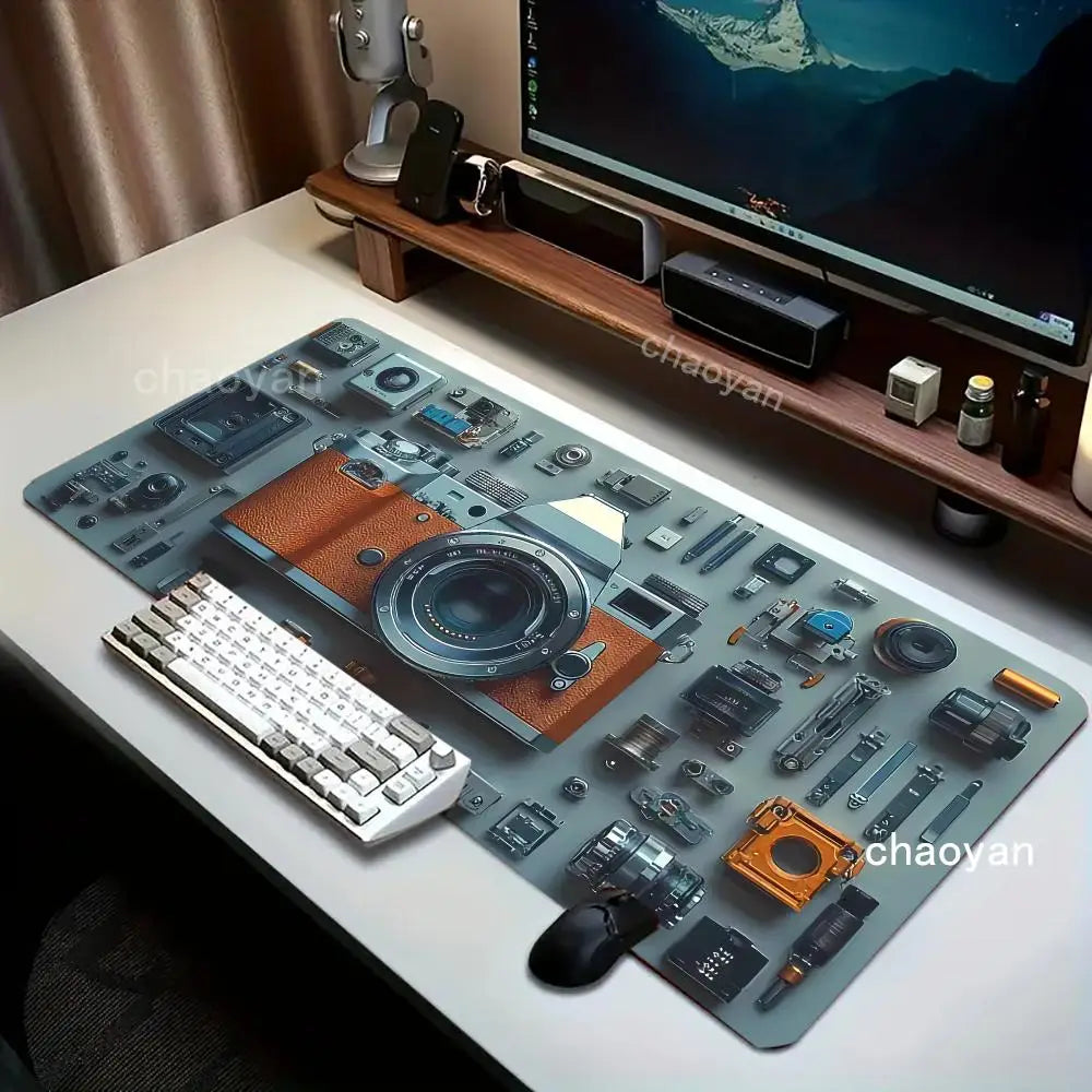Radio pattern Mouse Pad Mousepad Large Abstract Mouse Pad Gaming Deskmat With Lockedge Office Non-slip Carpet