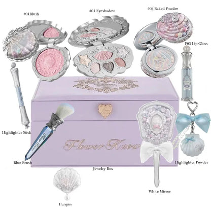 Flower Know Shell Jewelry All-In One Gift Set Makeup Set Full Professional Eyeshadow Blush Baked Powder 10pcs Flowerknows Kits
