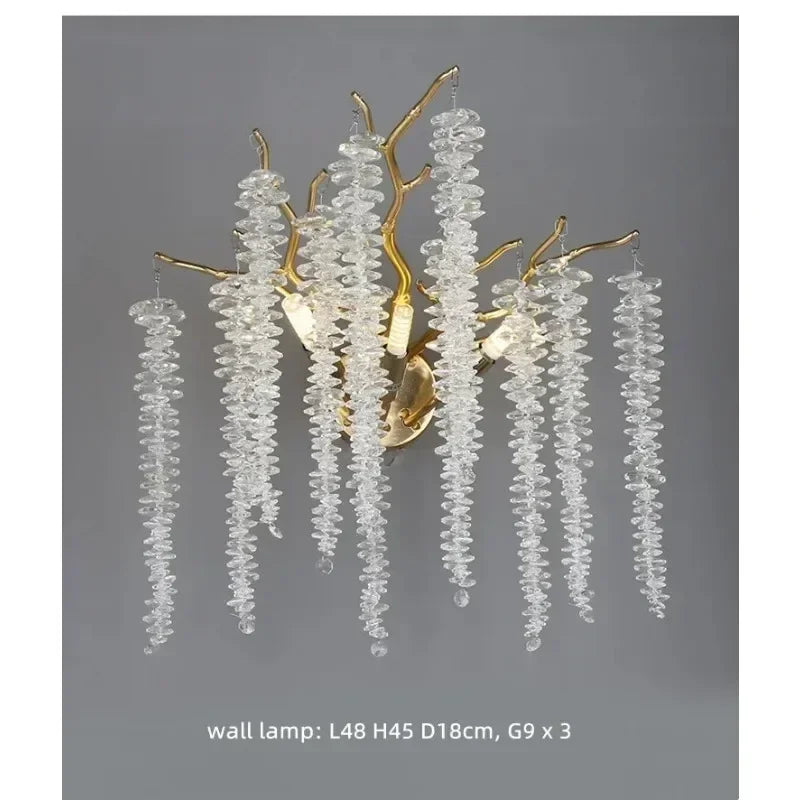 Modern Luxury Gold Branch Tassel Crystal LED Pendant Light Dining Room Living Room Indoor Home Decoration Atmosphere Fixtures