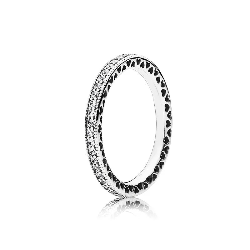 New 925 Sterling Silver Rings Stackable Infinite Silver shining Zircon Ring For Women Wedding Anniversary Birthday Jewelry Gift