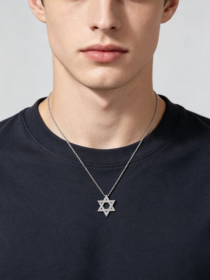 APIR Star of David Moissanite Pendant Necklace for Men Women S925 Silver Hexagram Jewish Symbol Lucky Amulet Fine Jewelry Gift