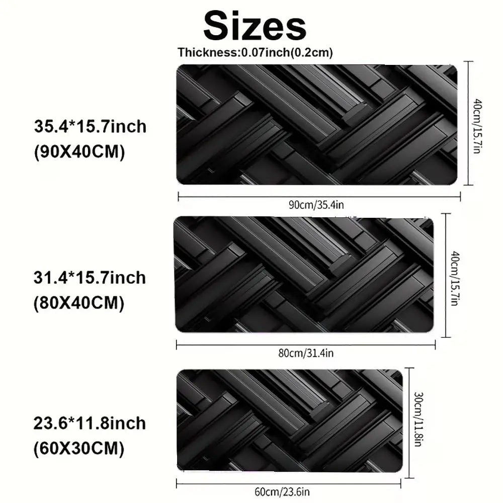 Black Gray Geometric Square Large  Gaming Mouse Pad Non-Slip Base Rubber Extended E-sports Keyboard Desk Mat Mousepad Anti-Slip