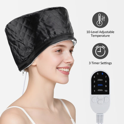Hair Steamer Cap 220V Electric Heat Cap for Deep Conditioning Hot Oil Hair Mask Repair Damaged Hair Reduce Frizz Split Ends Home