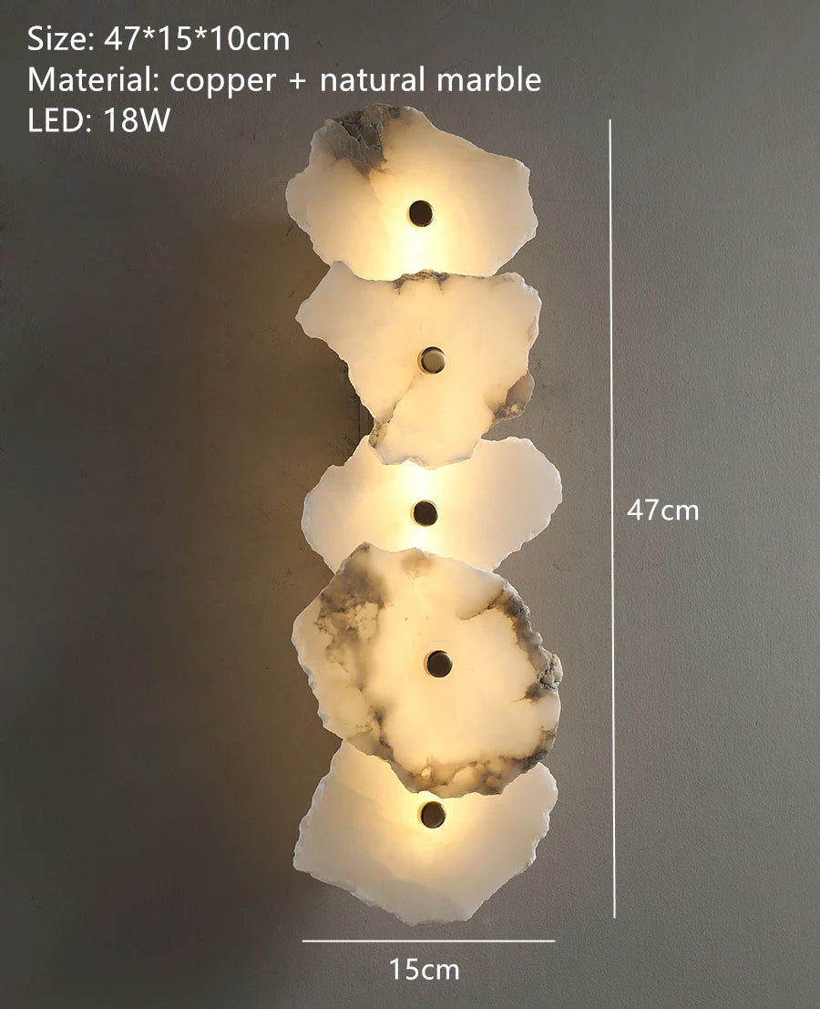Natural Marble LED Wall Lamp Copper Luxury Novelty Lighting Sconce For Bedroom Living Dining Room Wall Decor Modern Art Design