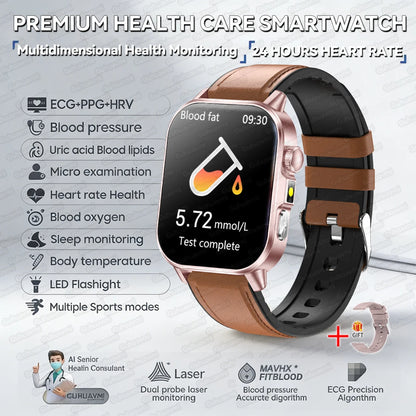 New Precise Health Care Smart Watch ECG+HRV Uric Acid Blood Lipids Emotional Perception Bluetooth Call Smartwatchs For Men Women