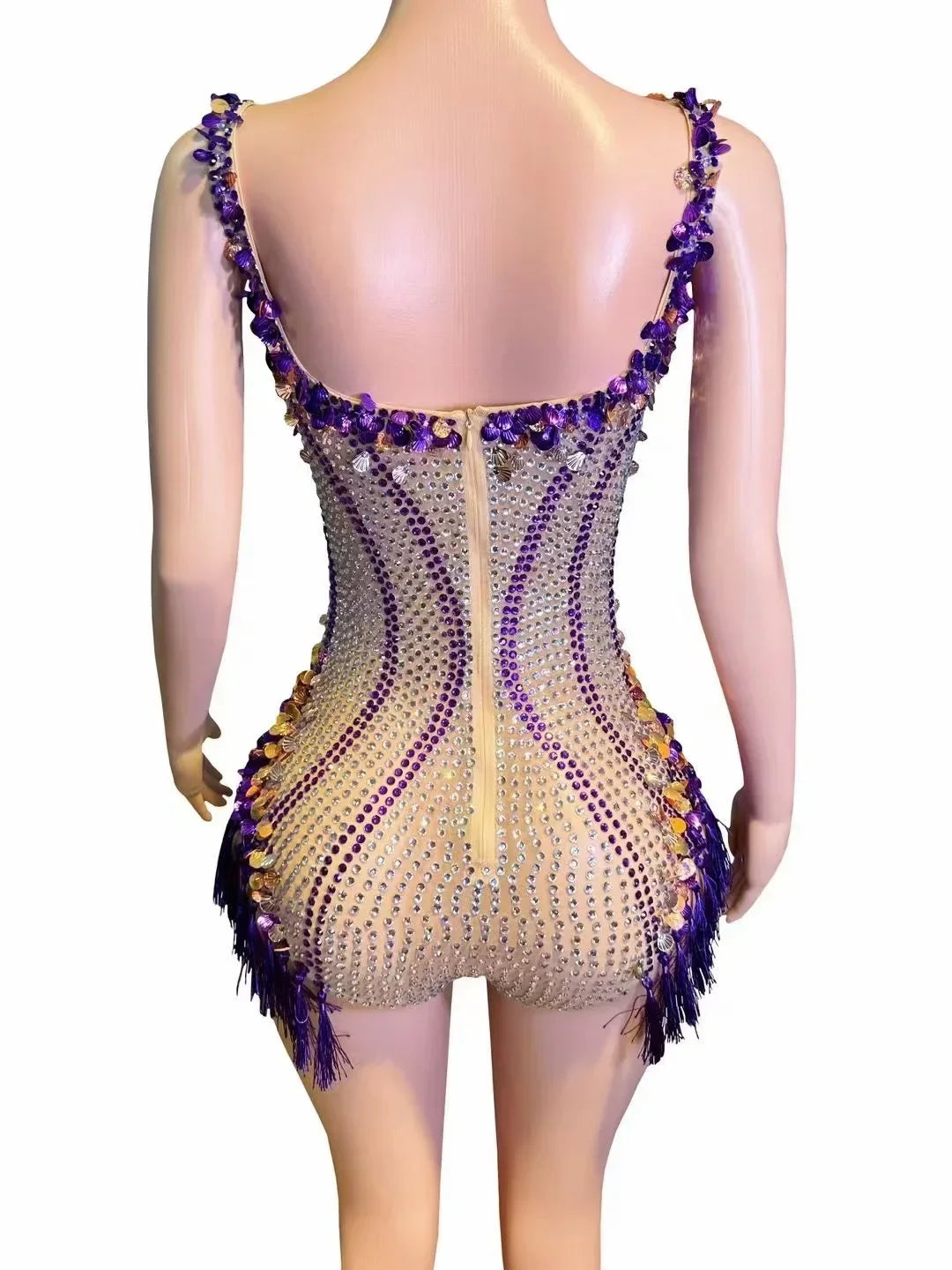 Luxury Fringes Rhinestones Bar Nightclub Outfit Birthday Party Dancer Stage Wear Performance Costume Sparkly Sexy Bodysuit