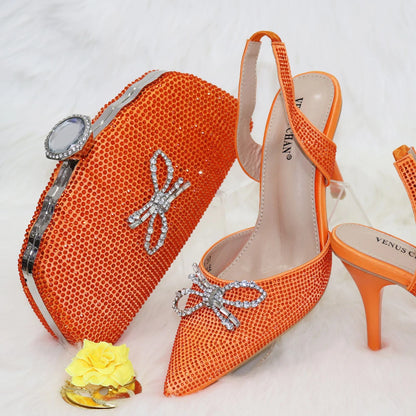 2024 Fashionable Party Shoes and Bags Nigerian Women’s Party Suit Medium Heel Pointed Toe Women’s Shoes and Same Color Bags