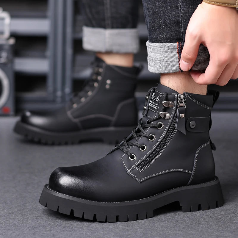 Men's Works Boots Spring Autumn Anti-slip Waterproof Male Sneakers Desert Tactical Boots Outdoor Travel Wear-resistant Man Shoes