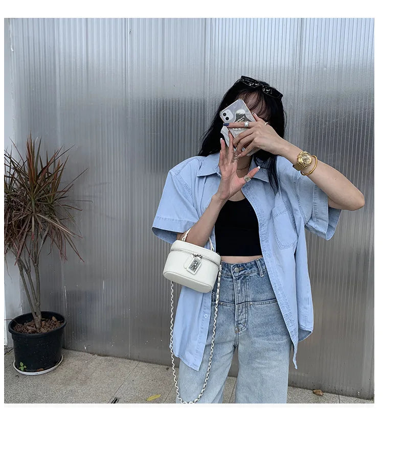 Women Square Handbags 2024 Summer Fashion Chains Crossbody Bags Texture PU Shoulder Bag Elegant Chic Mini Mobile Phone Bags