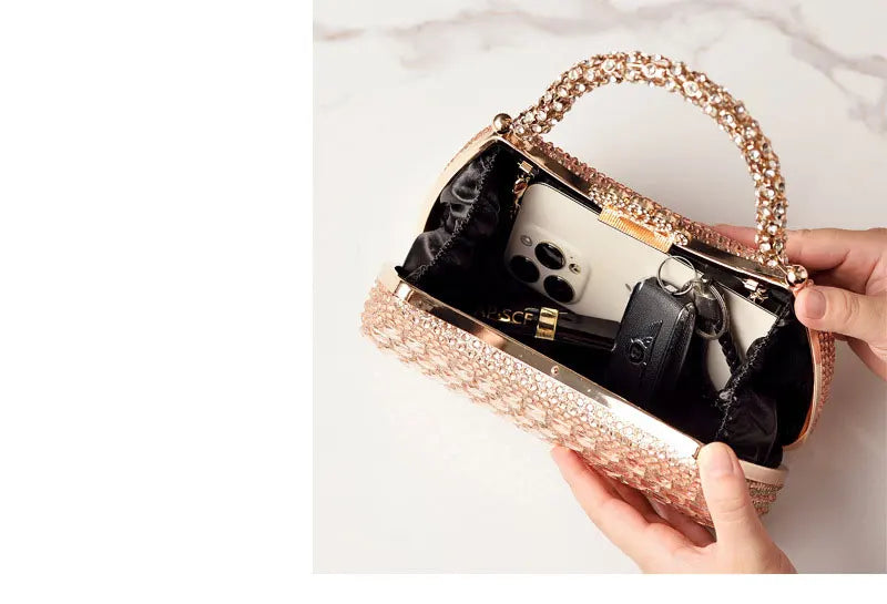 Silver Woman Bag Shine Bling Crown Hasp Diamond Shoulder Bag Crossbody Luxury Designers Rivet Clutch Party Evening Sparkly Purse