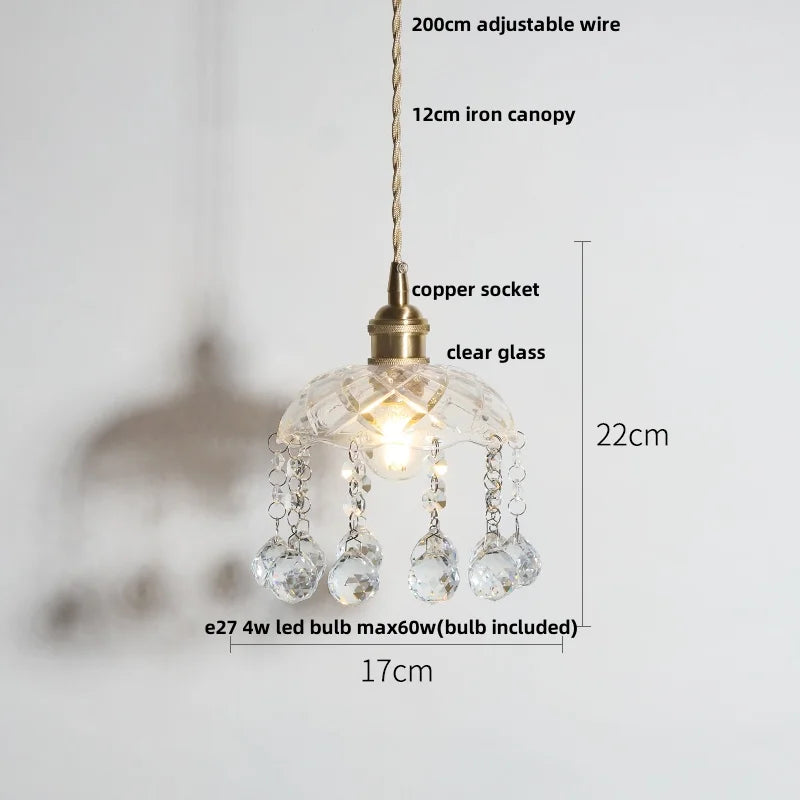 IWHD Knob Switch LED Pendant Lamp Bedroom Restaurant Cafe Luxury Crystal Glass Nordic Modern Interior Home Decor Hanging Lights