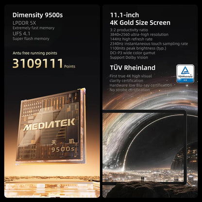 New Lenovo Legion Y900 MediaTek Dimensity 9500s 11.1" 4K 144Hz Display Wifi 11000mAh Battery Android Tab