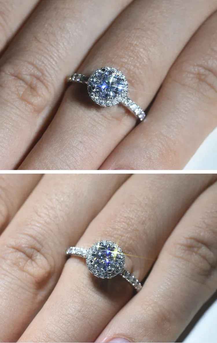 925Sterling Silver New Mozzarella Diamond Ring Female Internet Celebrity Live Stream Exclusive Set Zircon Inlaid Daily Wear Ring