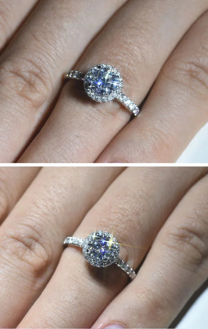 925Sterling Silver New Mozzarella Diamond Ring Female Internet Celebrity Live Stream Exclusive Set Zircon Inlaid Daily Wear Ring