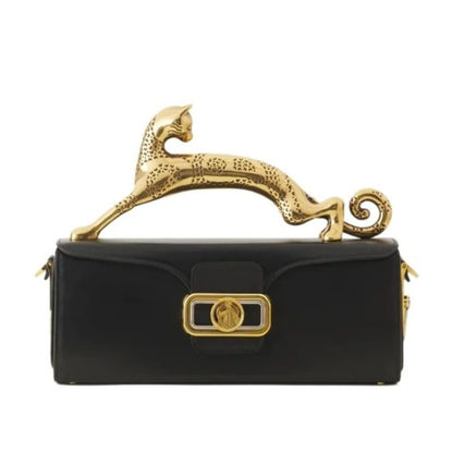 Pencil Cat Bags for Women Famous Luxury Brand Metal Handle Designer Handbag Fashion Rectangular Box Shape High End Shoulder Bag