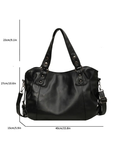 Women's Large Capacity Shoulder Casual Tote Bag Laptop Roomy Handbag Soft Leather Crossbody Business Black Big Bag A4 Sac A Main
