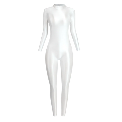 MJINM Sexy Shiny Bodysuit Tight-fitting Oil Smooth Back Zipper Overalls Yoga Zentai Suits Casual Sport Tights Catsuit Jumpsuits
