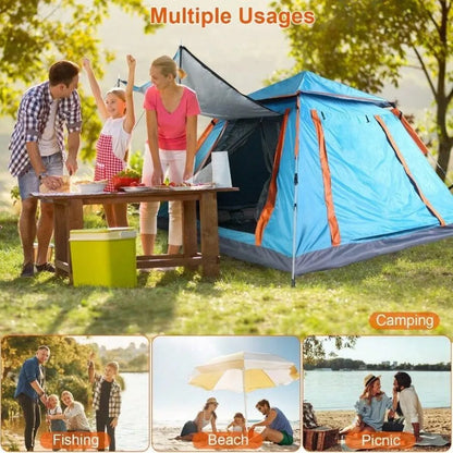 4-5 Person Waterproof Double Layer Camping Tent, Portable Family Dome Tent for Outdoor Hiking Backpacking Fishing Beach, 2 Mesh Windows with Mosquito Nets, Ventilated Rainfly Sun Shade, Easy Setup Freestanding Lightweight wit