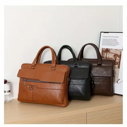 PU Business Briefcase - A Lightweight Cross-body Bag with Ample Capacity, Perfect for Daily Commuting.