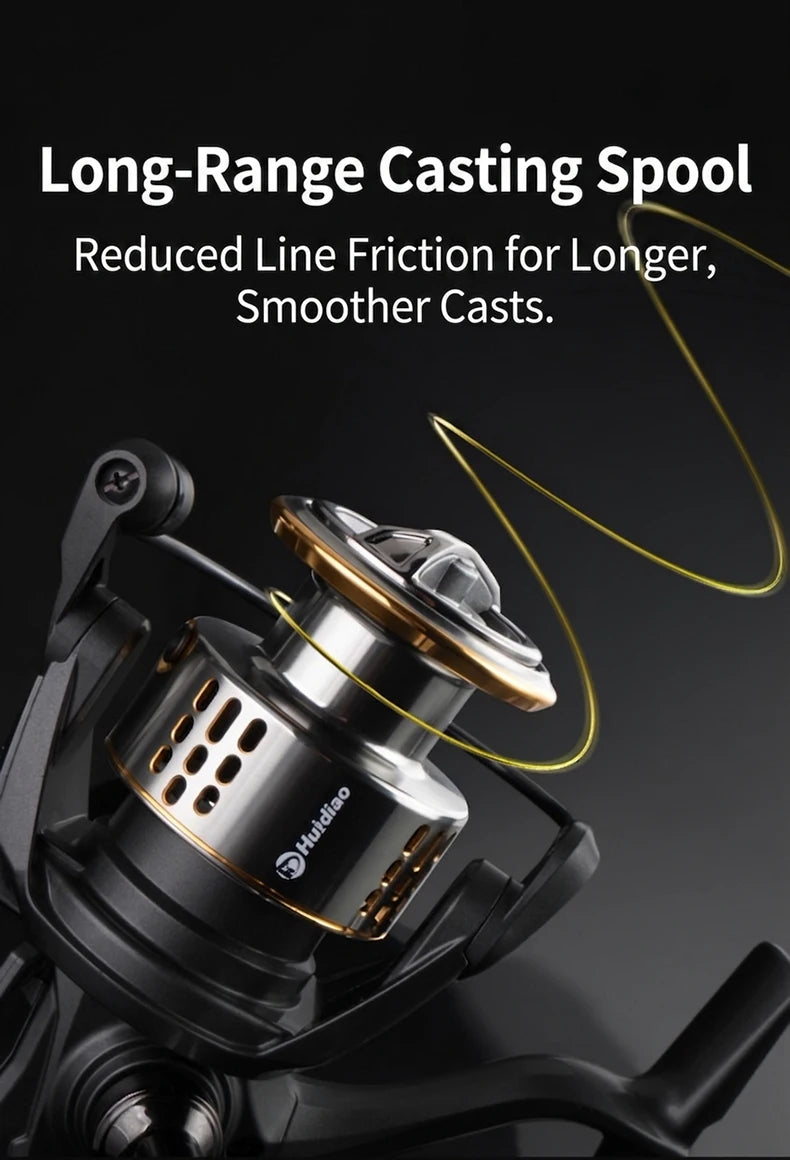 Huidiao ZA All-Purpose Spinning Reel 2000-7000 Fishing Reel 16kg Max Drag 5.2:1 Metal Spool/Handle for Freshwater Saltwater