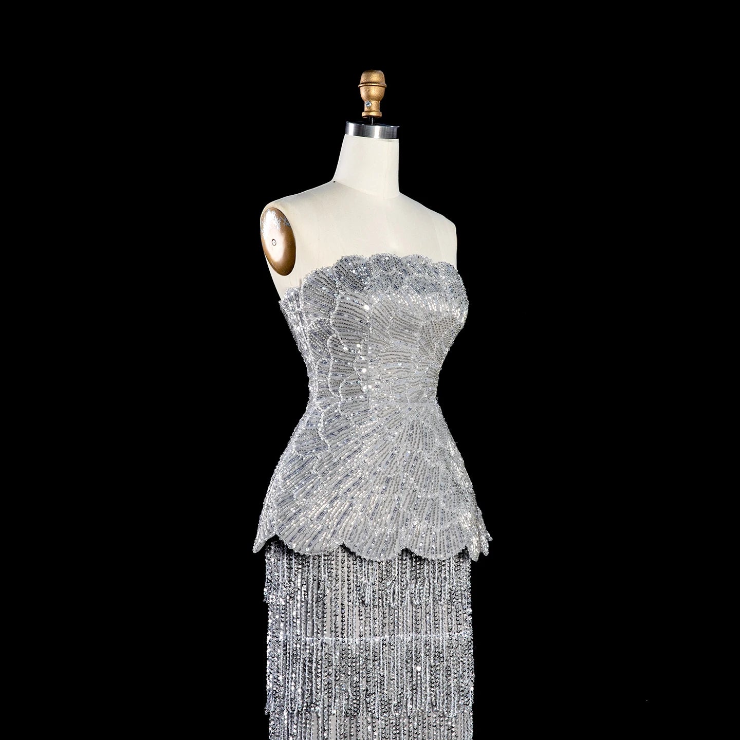 Sharon Said Two Piece Evening Dress Glitter Sequined Tassel Beaded Ruffles Women's Formal Wedding Party Gowns SS370 Customized