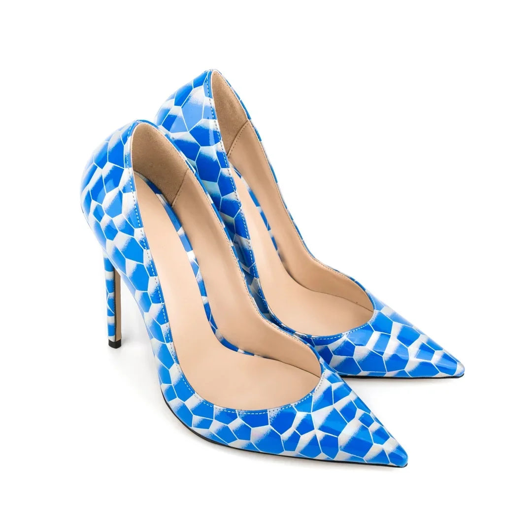 Multicolor Abstract Graffiti Print Pointed Toe Stiletto Pumps, Women Thin Heel Evening Shoes for Wedding, Formal Party and Night