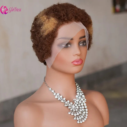 13x4 Lace Frontal Human Hair Pixie Wigs Brazilian Afro Kinky Virgin Remy Curly Afro Wig High Quality Comfortable Soft Natural