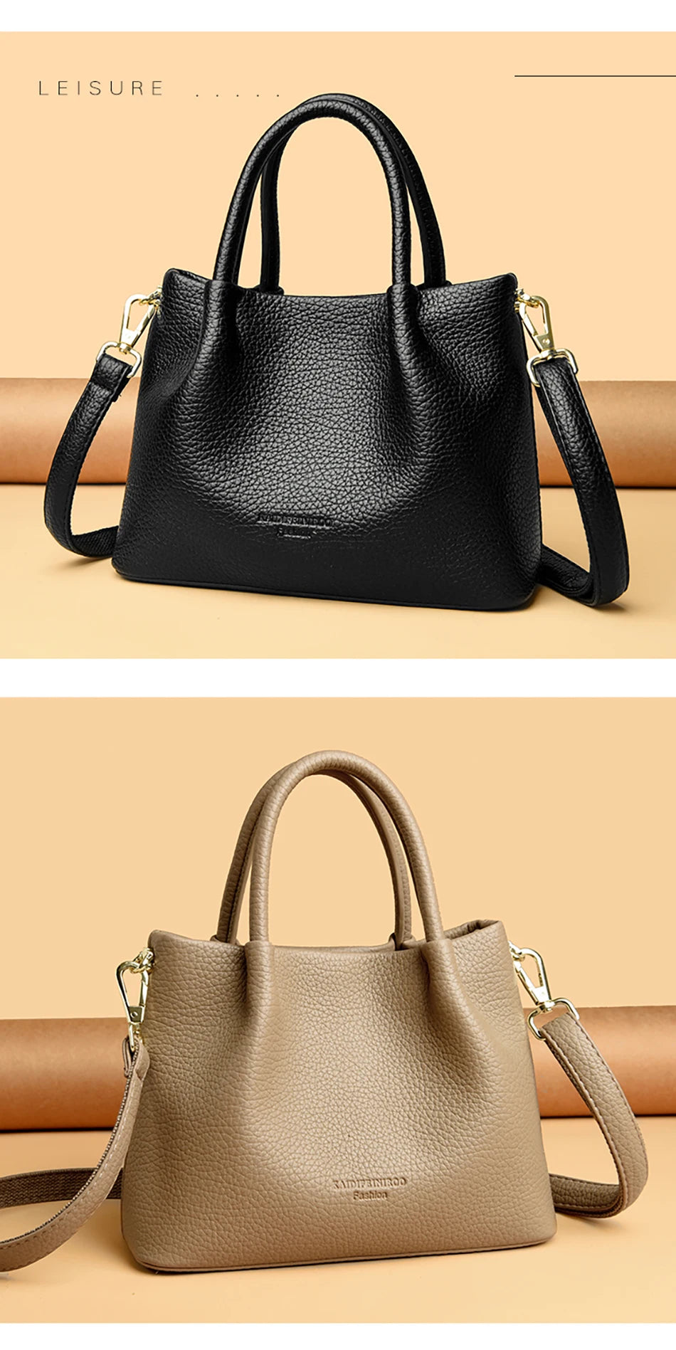 Women Soft Leather Top-Handle Bags Luxury Designer Handbag Solid Color Ladies Shoulder Crossbody Bag And Purse Commuting Sac
