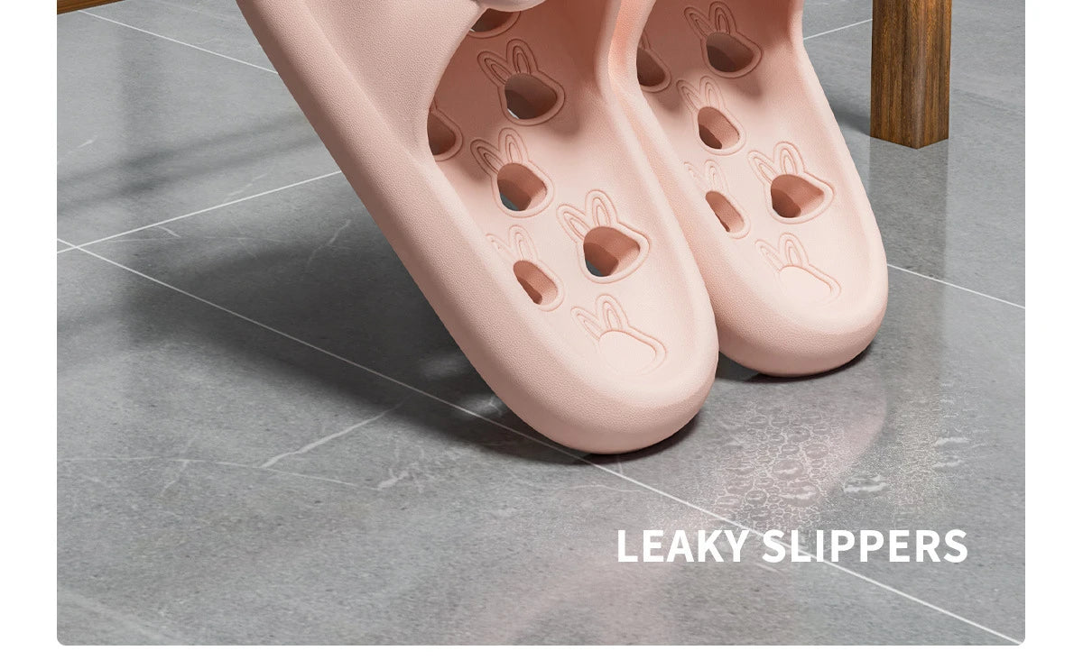 Cute Cartoon Rabbit Indoor Bathroom Slippers For Men Women Summer House Shoes Soft EVA Leaking Style Lovers Home Shower Slides