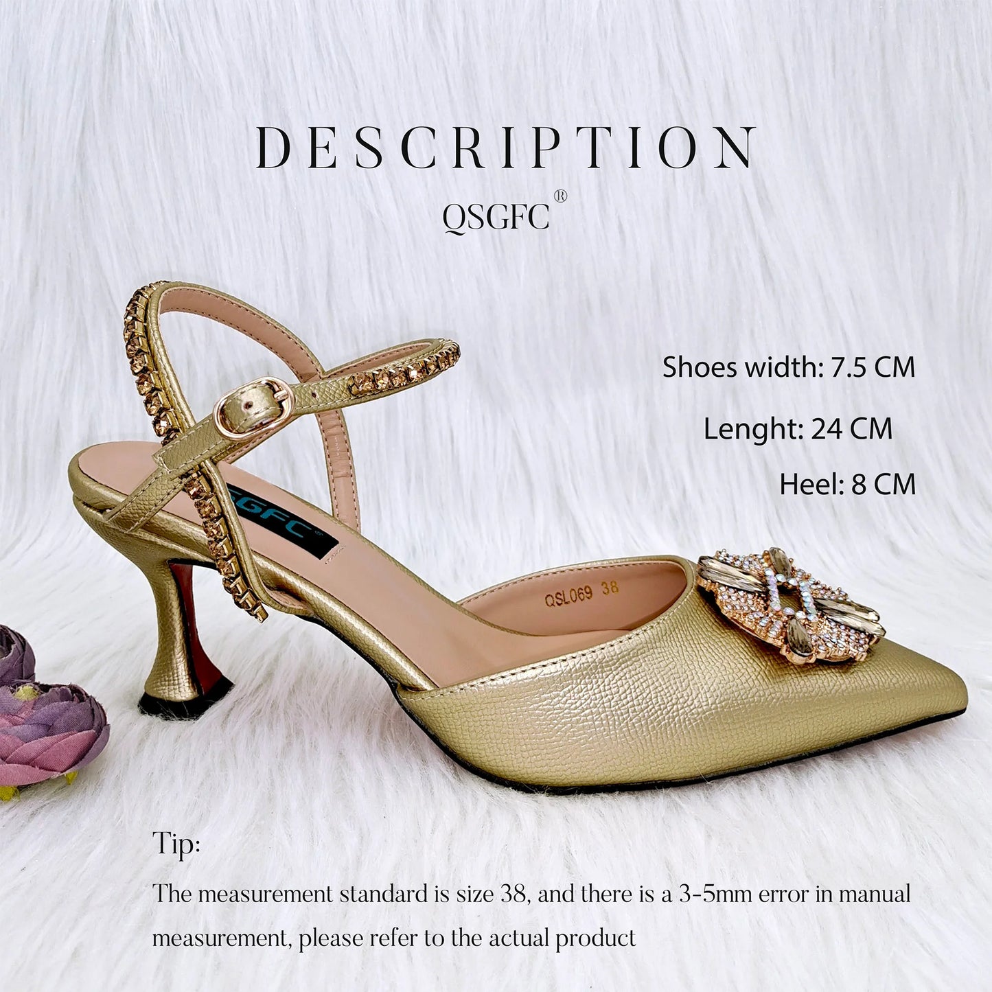 QSGFC High Quality Women's Pumps And Bag Silver Color Full Of Rhinestones High-Grade Materials For Nigerian Wedding Party