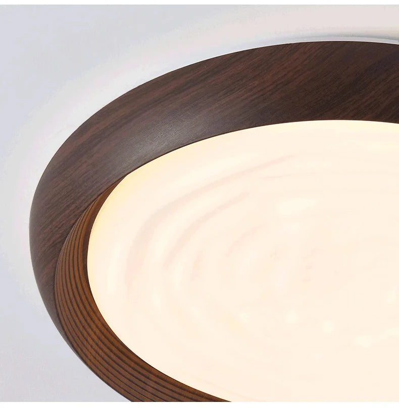 Modern LED Ceiling Light Circular Wood Grain Walnut Acrylic Ceiling Lamp  Bedroom Living Room Restaurant Aisle Home Decor Lights