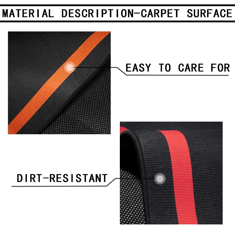 Racing Performance Logo Garage Runner Floor Mat, Black Red Stripe Oil Absorbent Non-Slip Long Rug for Motorcycle Car Workshop Ma