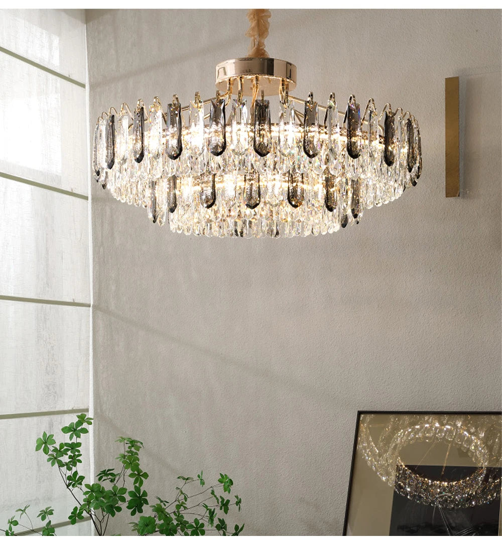 Clear Crystal Ceiling Chandeliers New LED Lights Luxury Rectangle Hanging Lamp Modern Home Decor Lustres for Dining Room Table