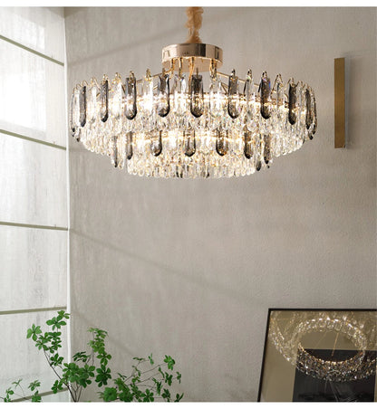 Clear Crystal Ceiling Chandeliers New LED Lights Luxury Rectangle Hanging Lamp Modern Home Decor Lustres for Dining Room Table