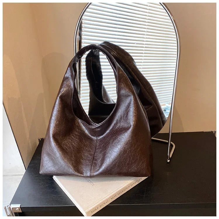 Large Capacity PU Leather Hobo Underarm Bags Autumn Winter Shoulder Bag for Women 2026 New Trend Y2K Handbags and Purses Tote