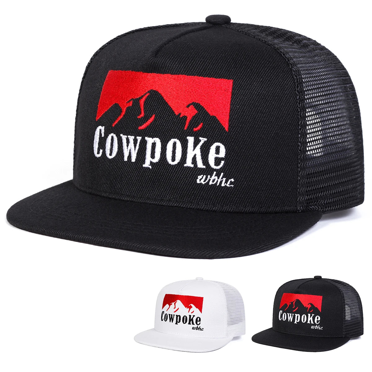 Unisex COWPOKE Letter Embroidery Hip-hop Net Hats Spring Summer Adjustable Casual Snapback Baseball Caps Outdoor Sunscreen Hat