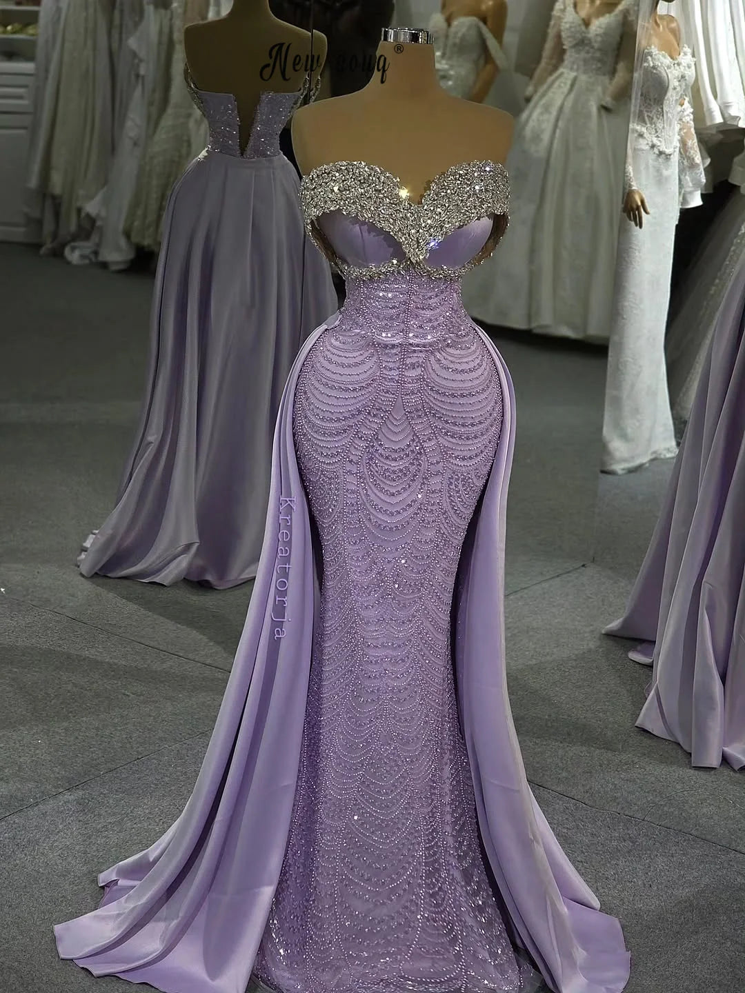 Lilac Strapless Prom Dresses With Detachable Train Elegant Gala Party Gowns Dubai Engagement Reception Dresses 2026 Customized