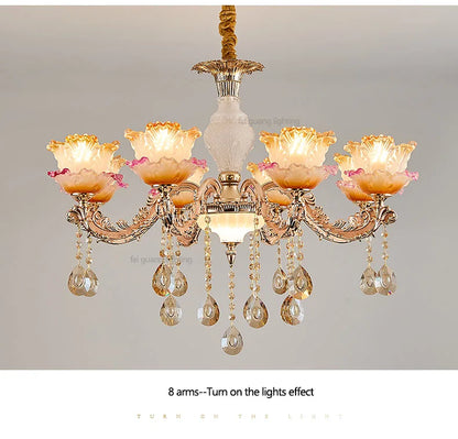 New Bedroom Chandelier  European Luxurious Atmospheric Lighting Fixture Home Living Room Dining Room Light Luxury Crystal Lamps