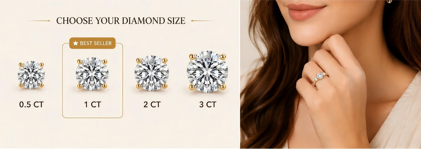 Custom Lab Grown Diamond Ring 9K 14K Gold 0.5ct to 3ct D Color VVS Clarity Engagement Wedding Promise Anniversary Ring for Women