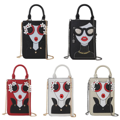 Sexy Lady Face Purses and Handbags for Women Fashion Designer Chain Shoulder Bag Party Clutch Funky Female Crossbody Bags 2022