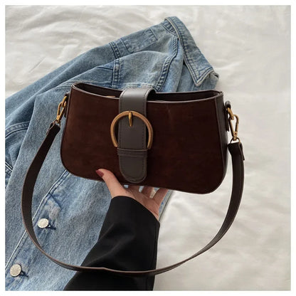 Woman Faux Suede Underarm Shoulder Bag Zipper Fastener Fashionable Cross Body Bags for Small Square Bag Suitable Daily Outfit