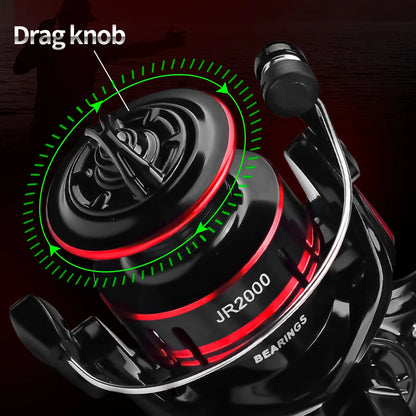 Ultralight Spinning Fishing Reel 2000 Size 5.2:1 1BB 5KG Max Drag Metal Spool Left Right Handle Saltwater Freshwater Lure Tackle