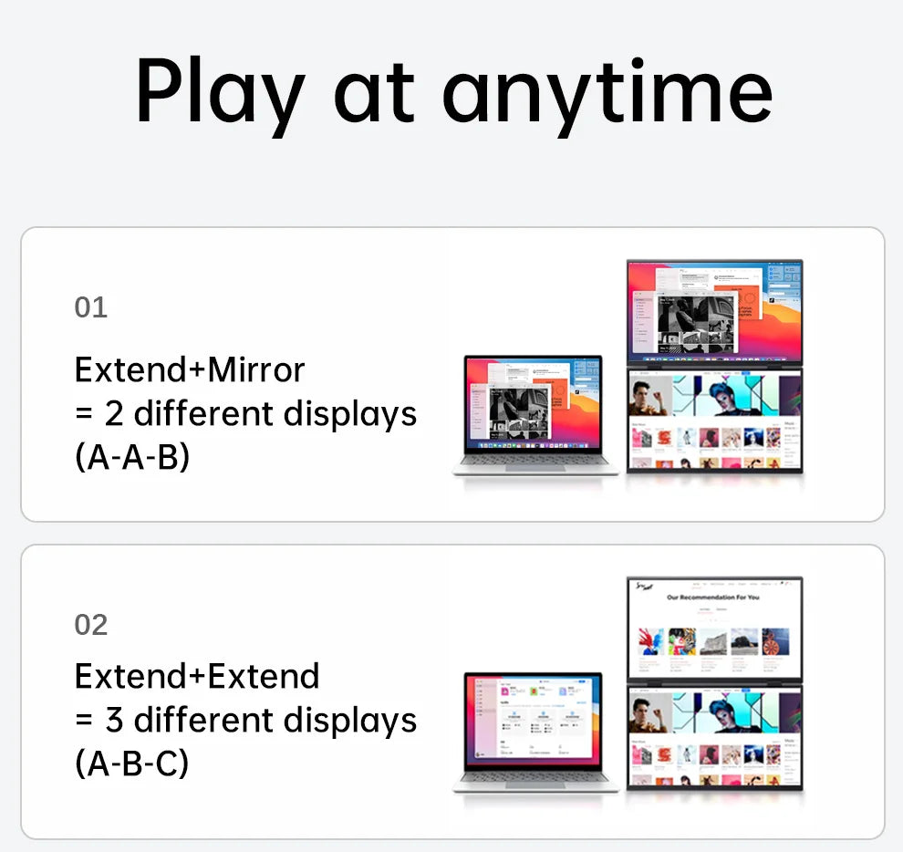 15.6" Folding Portable Monitor Dual Touch Screen 1080p 300nits VESA 75mm Freely Adjust Display Extender for Laptop PC With Bag