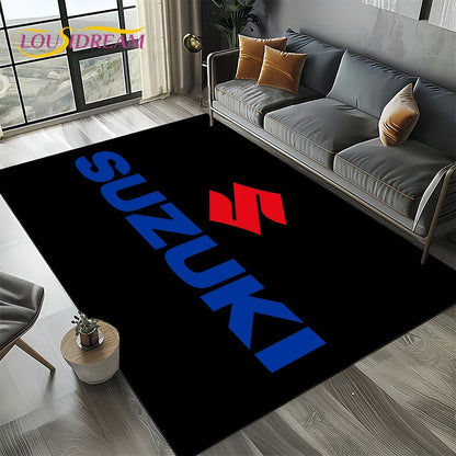 2025 Racing Car S-SUZUKI Logo Motorcycle Carpet Rug for Bedroom Living Room Home Sofa Decoration,kids Play Decor Floor Mat Gift