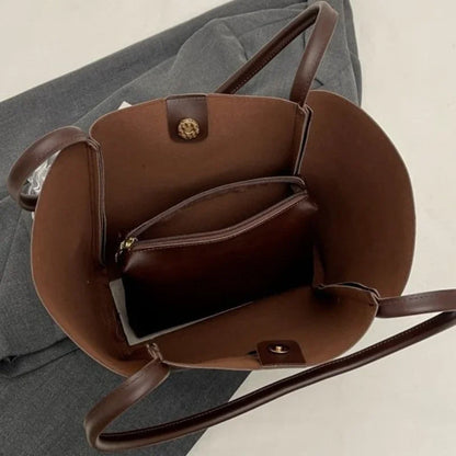 Branded Designer Shoulder Tote Bags For Women Soft PU Leather 2-IN-1 Big Capacity Shopper Tote Set 2025 Luxury Designer Handbags