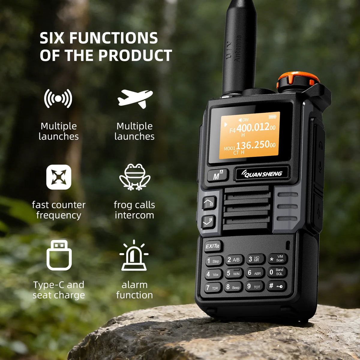 QUANSHENG UV-K5(99) V3 Walkie Talkie 2MB Memory 50-600MHz Air Band RX 5W Two Way Radio Type-C Wireless Copy Custom Firmware